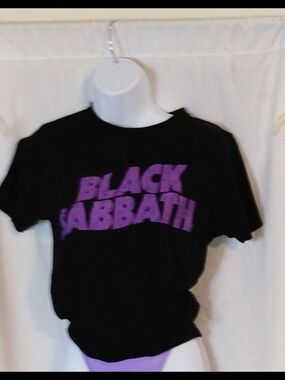 Black Sabbath Women's Black Short Sleeve Tee with Purple Logo